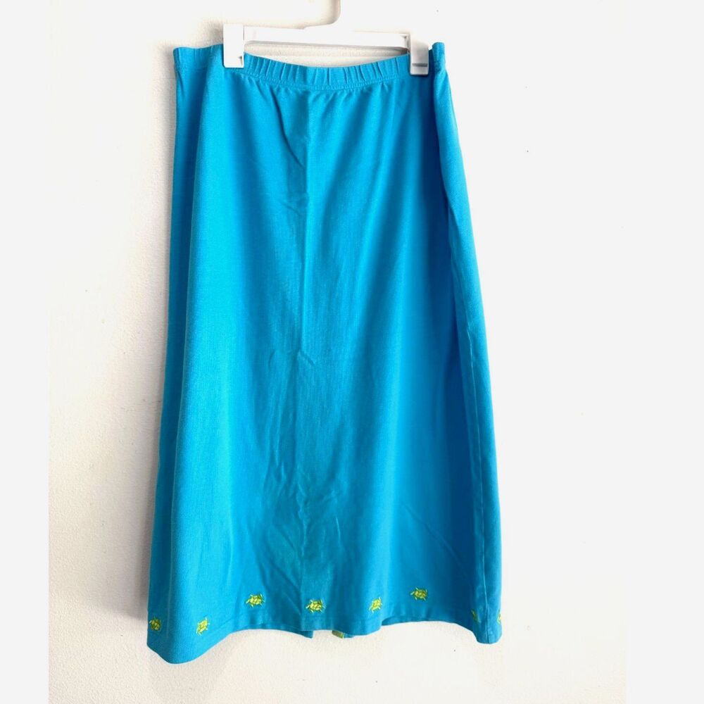 The Quacker Factory 100% cotton maxi skirt turtel casual beach resort women 2X